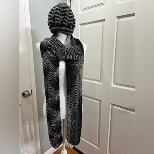 Crocheted hat,scarf, fingerless gloves matching set